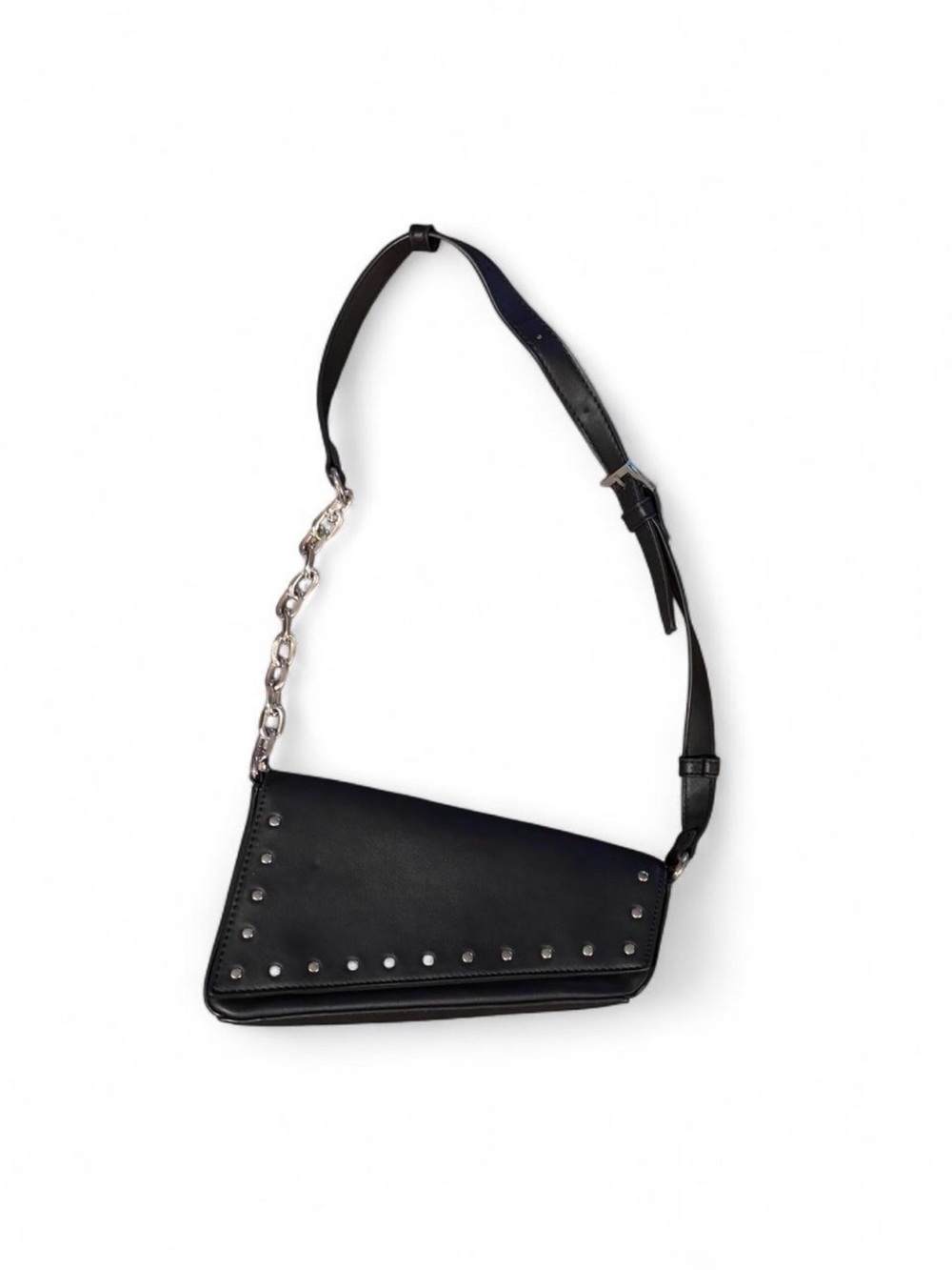 Paul Anton Black Studded Shoulder Bag Silver Chain Y2K Purse